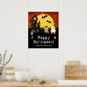Happy Halloween Hexenghost Orange Party Sign Poster (Küche)
