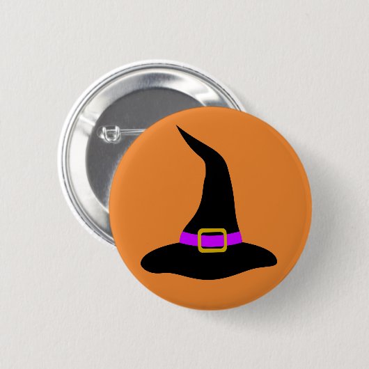 Happy Halloween Hexenhut Button (Vorne & Hinten)