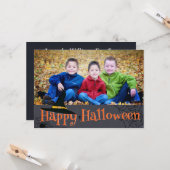 Happy Halloween Hexenhut Foto-Karte Karte (Vorderseite/Rückseite Beispiel)