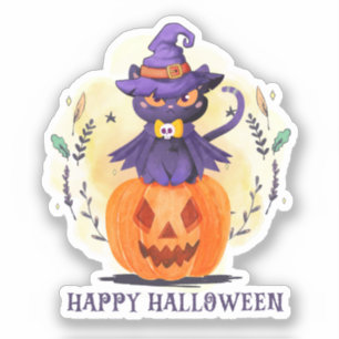 Happy Halloween - Hexenkatze Aufkleber