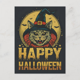 Happy Halloween-Hexenkatze Feiertagspostkarte