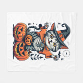 Happy Halloween Hexenkatze Fleecedecke (Vorderseite (Horizontal))