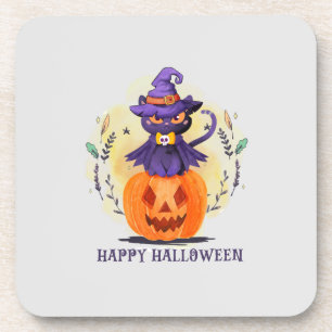 Happy Halloween - Hexenkatze Getränkeuntersetzer