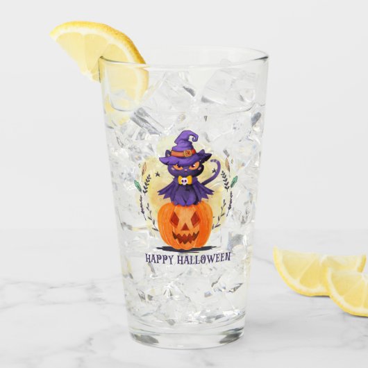 Happy Halloween - Hexenkatze Glas (Vorderseite Ice)