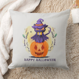 Happy Halloween - Hexenkatze Kissen