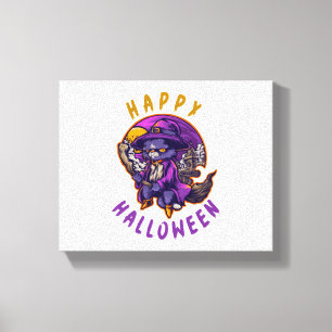 Happy Halloween Hexenkatze Leinwanddruck