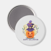 Happy Halloween - Hexenkatze Magnet (Vorderseite/Rückseite)