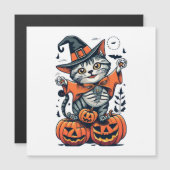 Happy Halloween Hexenkatze Magnetkarte (Vorne/Hinten)