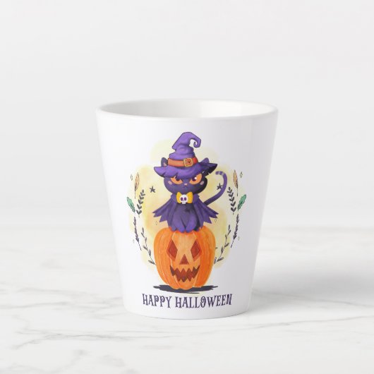 Happy Halloween - Hexenkatze Milchtasse (Vorderseite)