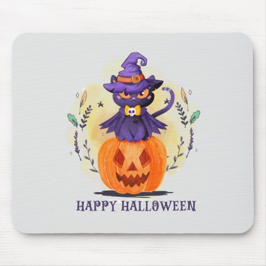 Happy Halloween - Hexenkatze Mousepad (Vorne)