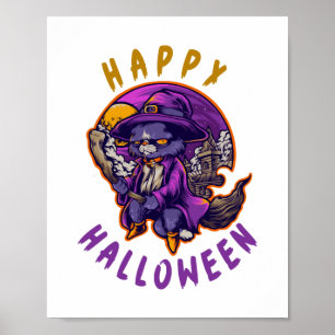 Happy Halloween Hexenkatze Poster