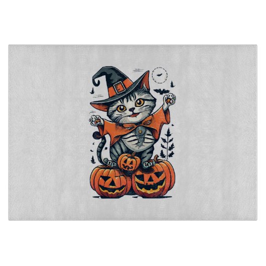 Happy Halloween Hexenkatze Schneidebrett (Vorderseite)