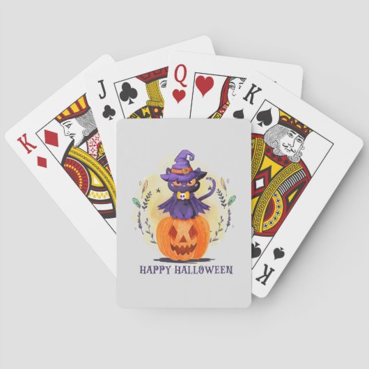 Happy Halloween - Hexenkatze Spielkarten (Rückseite)
