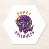 Happy Halloween Hexenkatze Untersetzer (Vorderseite)