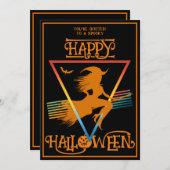 Happy Halloween HexenkKostüm Party Black Orange Einladung (Vorne/Hinten)