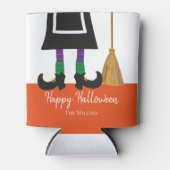 Happy Halloween HexenLegs & Broom Personalisiert Dosenkühler (Vorderseite)