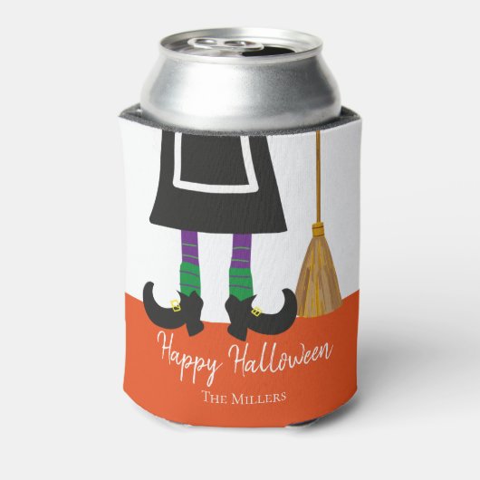 Happy Halloween HexenLegs & Broom Personalisiert Dosenkühler (Kanne Rückseite)