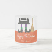 Happy Halloween HexenLegs & Broom Personalisiert Mattglastasse (Mittel)