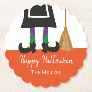 Happy Halloween HexenLegs & Broom Personalisiert  Untersetzer