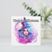 Happy Halloween | Hexenwomanillustration Karte (Stehend Vorderseite)