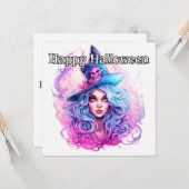 Happy Halloween | Hexenwomanillustration Karte (Vorderseite/Rückseite Beispiel)