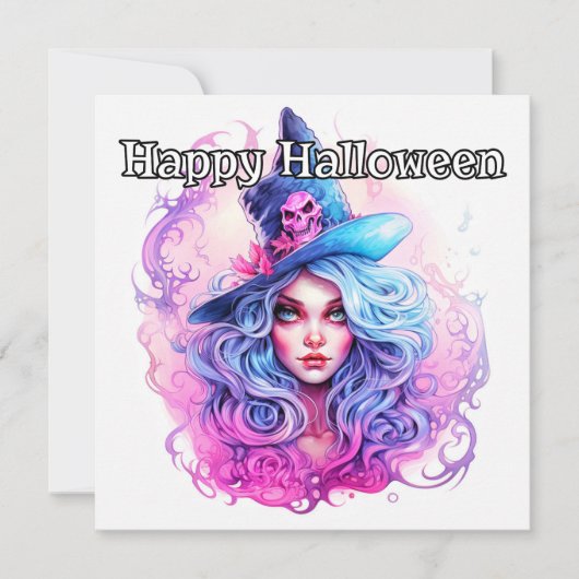 Happy Halloween | Hexenwomanillustration Karte (Vorderseite)