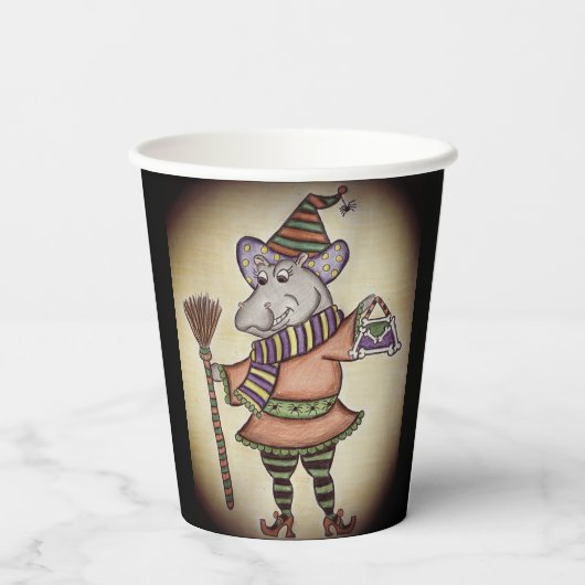 Happy Halloween Hippo Pappbecher (Rückseite)