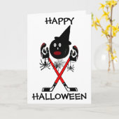Happy Halloween Hockey Karte (Gelbe Blume)