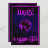 Happy Halloween Howling Hund Lila Moon Einladung (Vorne/Hinten)