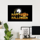Happy Halloween Howling Wolf Poster (Heimbüro)