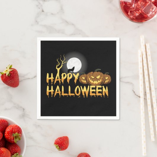 Happy Halloween Howling Wolf Serviette (Beispiel)