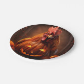 Happy Halloween Hühnerrooster Pumpkin Farm Paper Pappteller (Schrägansicht)