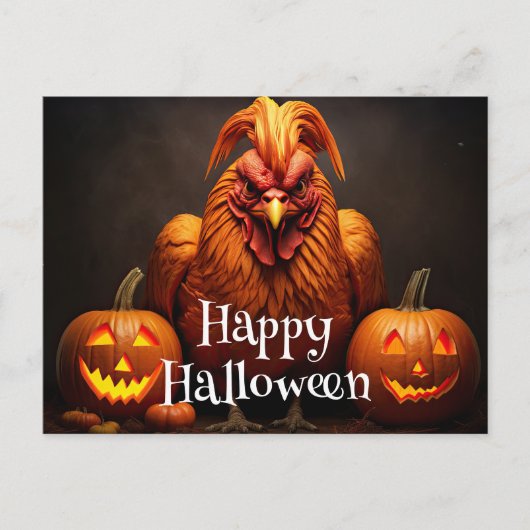 Happy Halloween Hühnerrooster Pumpkin Farm Paper Postkarte (Vorderseite)