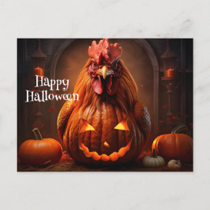Happy Halloween Hühnerrooster Pumpkin Farm Paper Postkarte