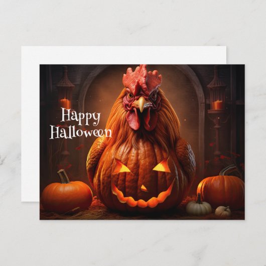 Happy Halloween Hühnerrooster Pumpkin Farm Paper Postkarte (Vorne/Hinten)