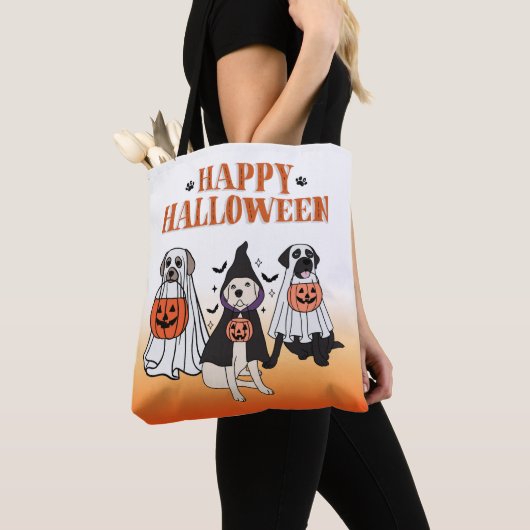 Happy Halloween Hund Ghost Orange & White Tasche (Von Nahem)