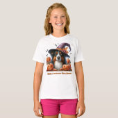 Happy Halloween Hund und Pumpkins T - Shirt (Vorne ganz)