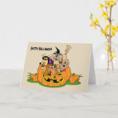 Happy Halloween Hunde in Pumpkin Karte (Gelbe Blume)