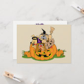 Happy Halloween Hunde in Pumpkin Karte (Vorderseite/Rückseite Beispiel)
