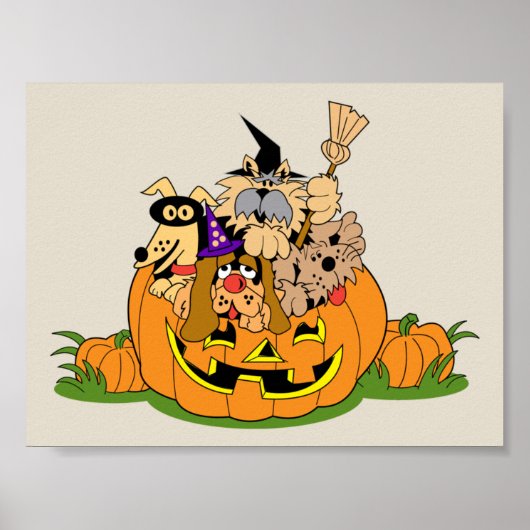 Happy Halloween Hunde in Pumpkin Poster (Vorne)