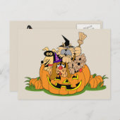 Happy Halloween Hunde in Pumpkin Postkarte (Vorne/Hinten)