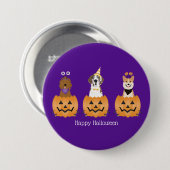 Happy Halloween Hunde in Pumpkins Button (Vorne & Hinten)