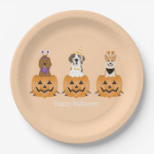 Happy Halloween Hunde in Pumpkins Pappteller (Vorderseite)