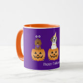 Happy Halloween Hunde in Pumpkins Tasse (Vorderseite Links)