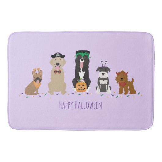 Happy Halloween Hunde Lila Badematte (Vorderseite)