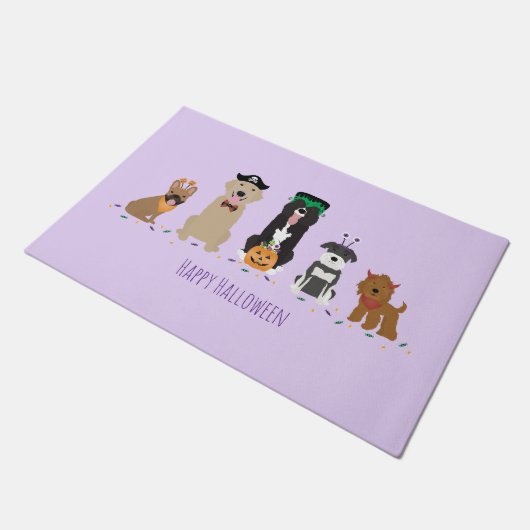 Happy Halloween Hunde Lila Fußmatte (Schrägansicht)