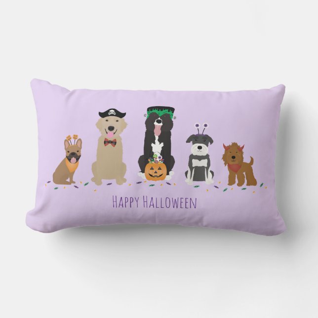 Happy Halloween Hunde Lila Lendenkissen (Vorderseite)