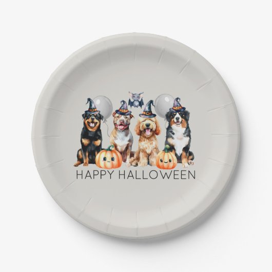 Happy Halloween Hunde Pappteller (Vorderseite)