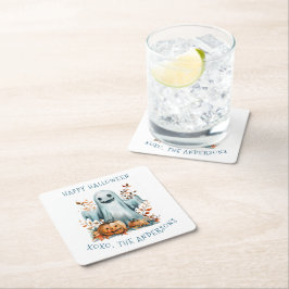 Happy Halloween I Ghost Rechteckiger Pappuntersetzer