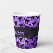 Happy Halloween Iconic Black Cat Silhouette Lila Pappbecher (Rückseite)